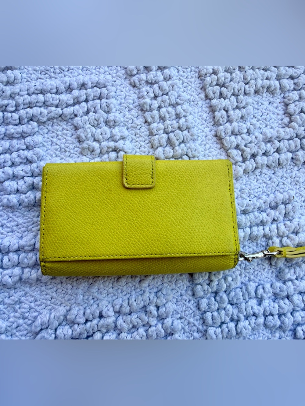 Coach Bright Yellow Leather Wristlet Wallet with Snap Closure - Picture 2 of 6